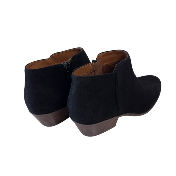 Soda Black Faux Suede Ankle Booties With Low Block Heel & Side Zipper - Picture 14 of 14